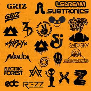 Any DJ logo vinyl decal, gift for festival fan, electronic music, dubstep, house, bass music sticker for car, holographic sticker, EDM decal