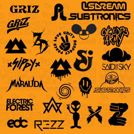 Any DJ logo vinyl decal, gift for festival fan, electronic music, dubstep, house, bass music sticker for car, holographic sticker, EDM decal