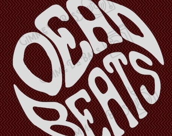 May include: White vinyl decal with the words "Gimme Da Beats" in a circular design. The words are stylized in a retro font.