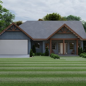 Custom Modern Ranch House Home Plans cabin cottage Plans 3 Bed room and 2 Bath Room With Garage