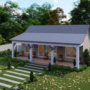 Modern Farmhouse Plans | 2 Bedroom & 2  Bathroom With Free Original CAD File