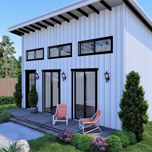 Custom Tiny Cabin Plan 1 Bedroom & 1 Bathroom  With Free Original CAD File