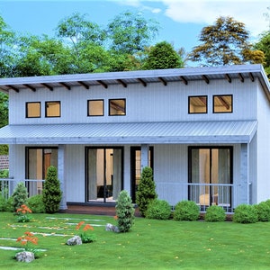 Custom Cottage Flat Roof House Plans | 3 Bedroom & 2 Bathroom With Free Original CAD File