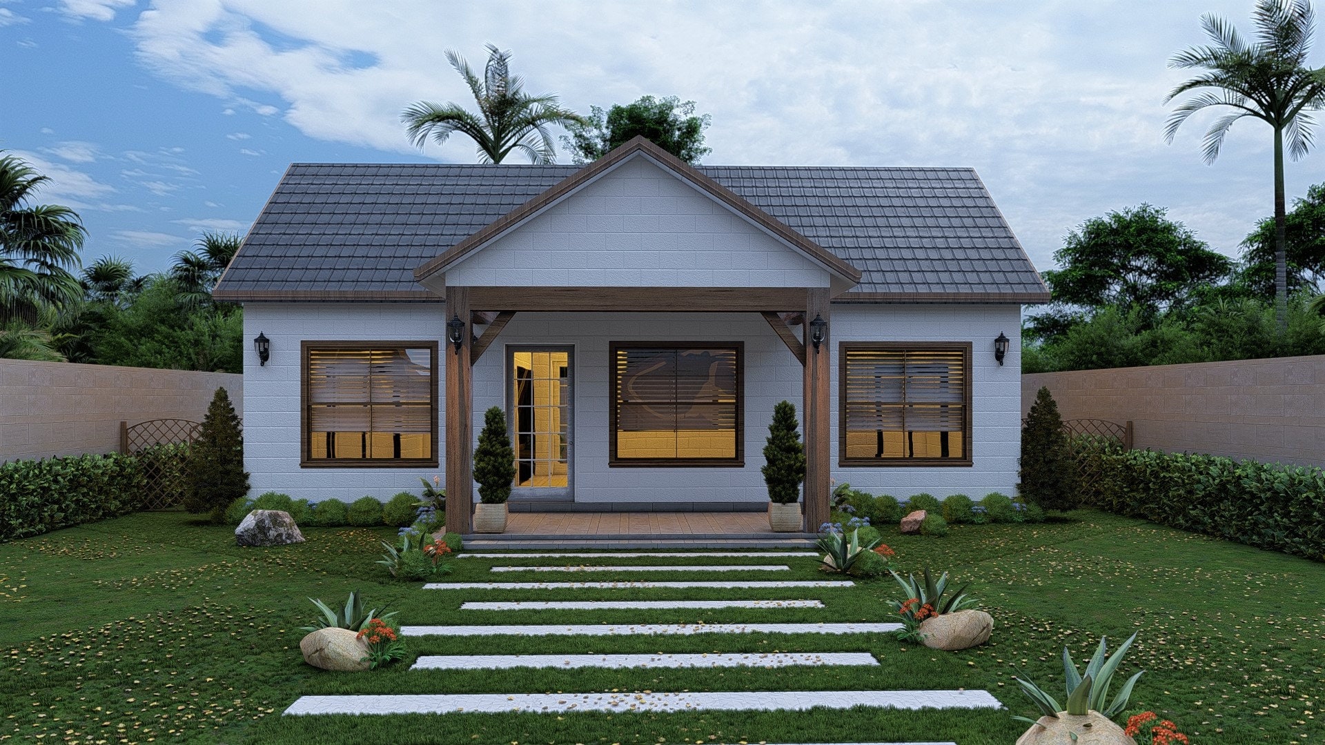 Modern House Plans 2 Bedroom & 2 Bathroom With Free Original - Etsy