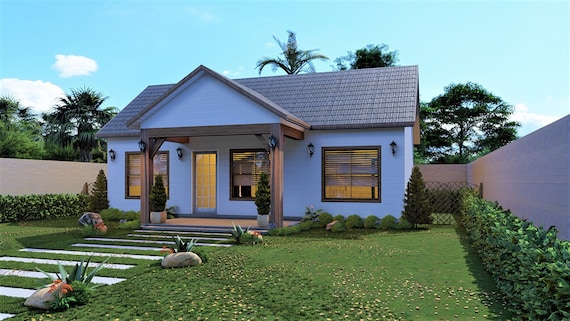 Modern House Plans 2 Bedroom & 2 Bathroom With Free Original - Etsy