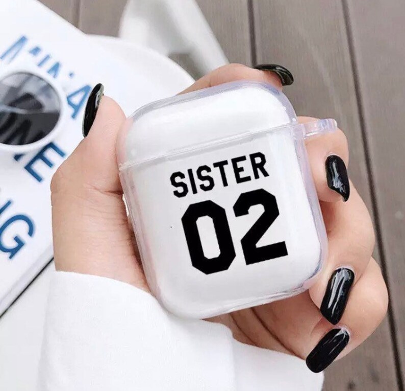 Best Friends Forever sister matching clear soft silicone earphone case for AirPods 1,2 and Pro