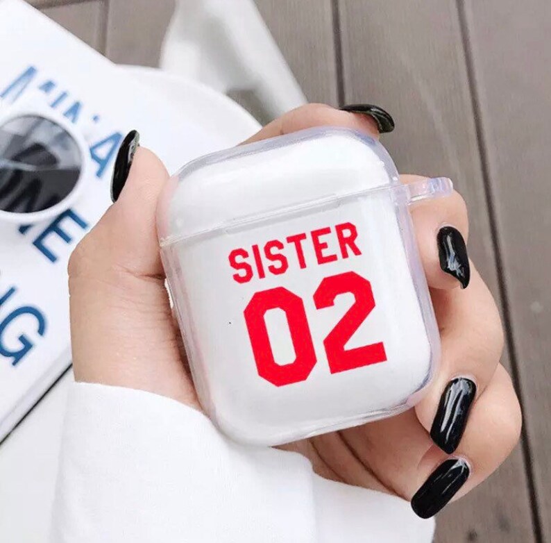 Best Friends Forever sister matching clear soft silicone earphone case for AirPods 1,2 and Pro