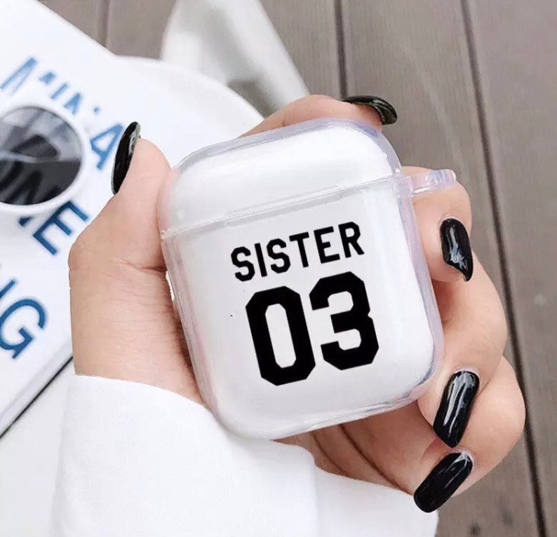 Best Friends Forever sister matching clear soft silicone earphone case for AirPods 1,2 and Pro