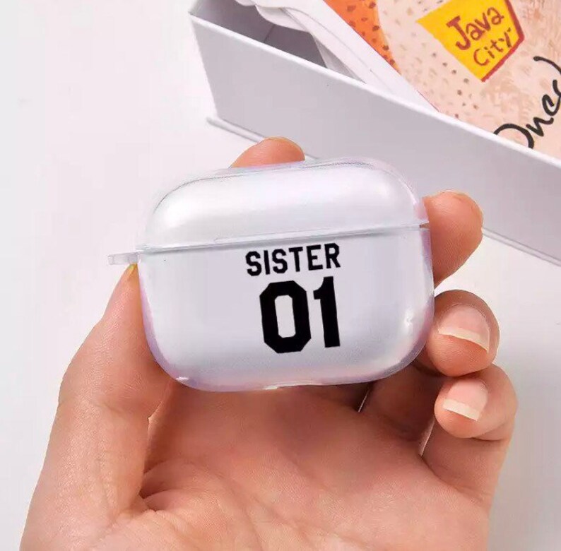 Best Friends Forever sister matching clear soft silicone earphone case for AirPods 1,2 and Pro