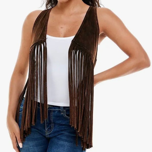 Texas Fringe Faux Suede Vest // Woodstock Era //Fringe Leather Rocker Hippie Biker