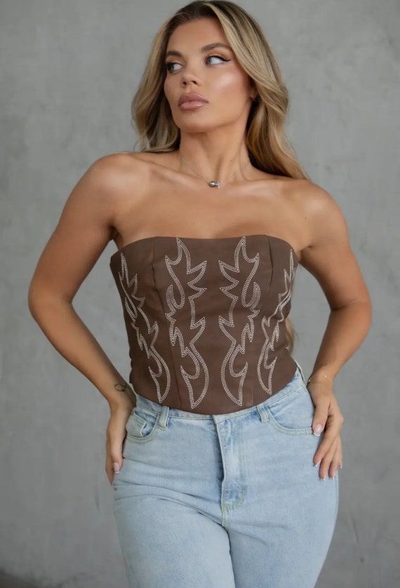 leather corset crop top