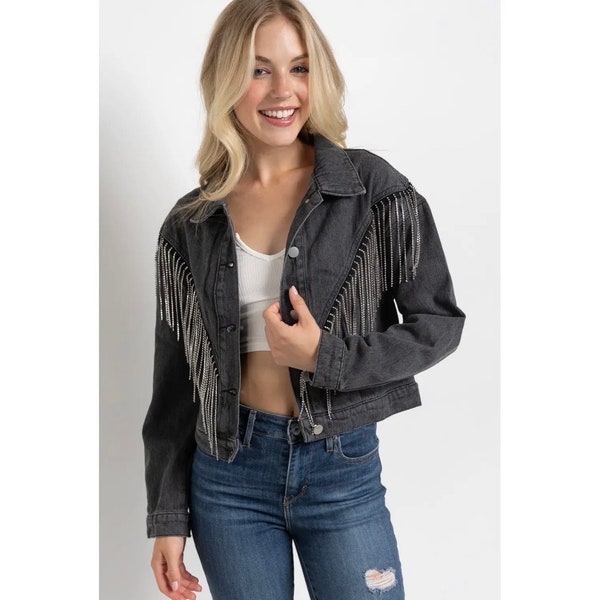 Black Fringe Jacket Etsy