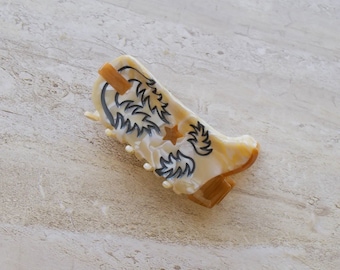 Cowgirl Boot Hair Claw Clip – Western Cowboy Boot & Cow Print Hair Accessory for Women