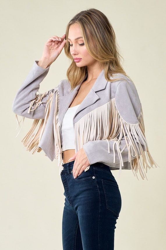Fringe faux suede jacket deals
