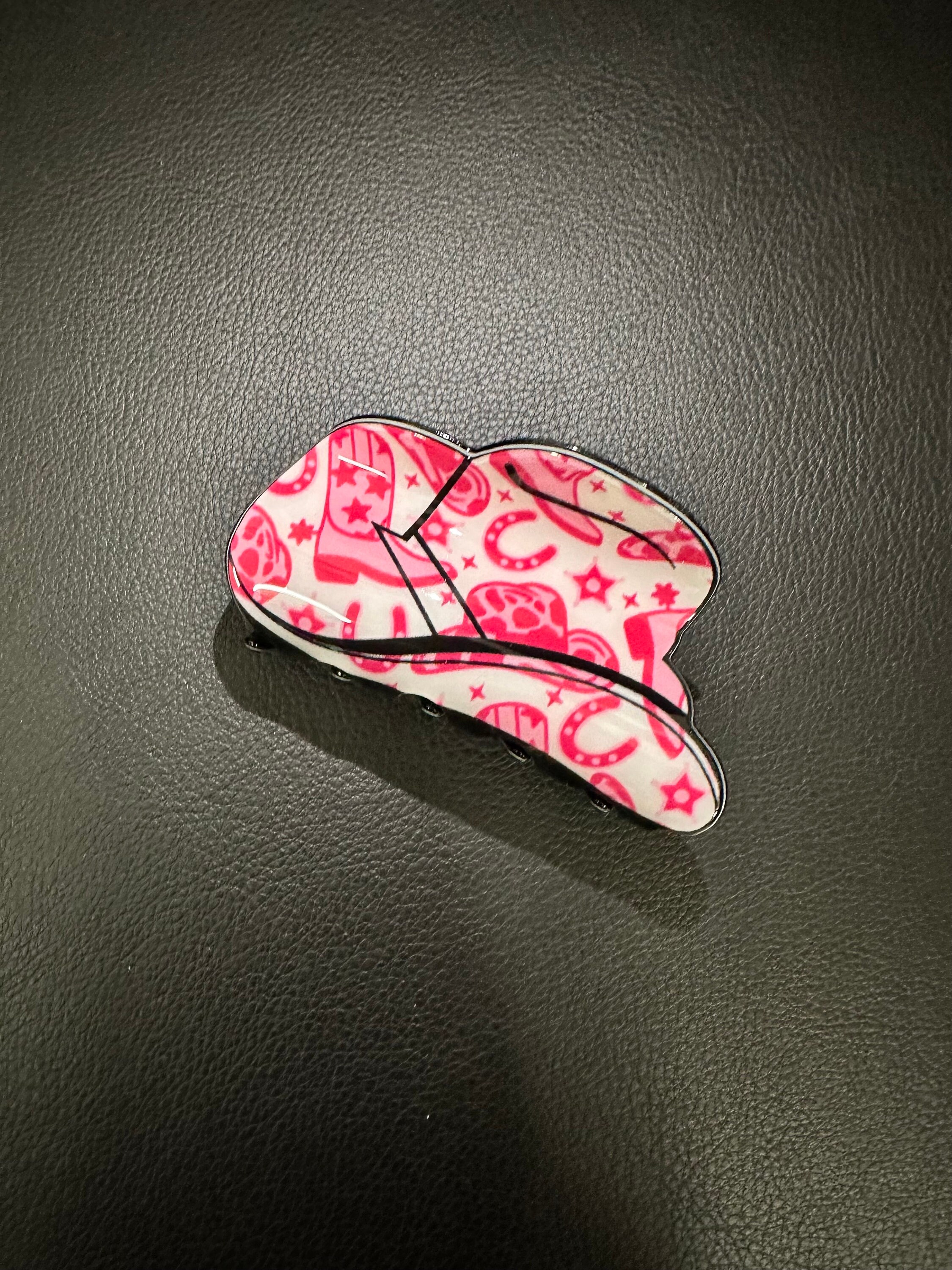 HAND-PAINTED WESTERN COWBOY BOOT CLAW HAIR CLIP