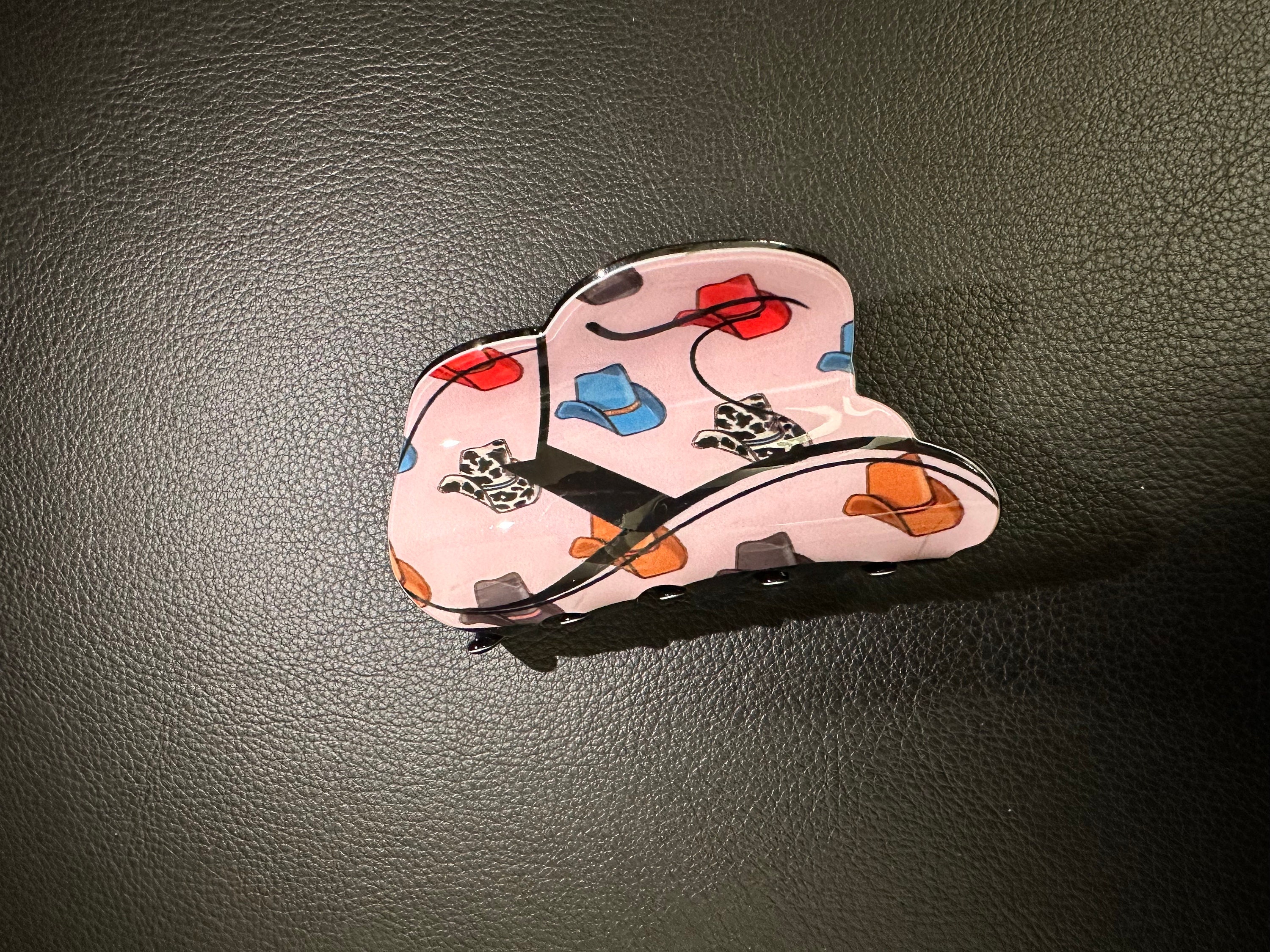 HAND-PAINTED WESTERN COWBOY BOOT CLAW HAIR CLIP main image 1