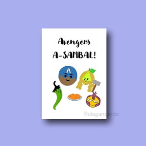 Avengers A-sambal / Tamil cibo pun card / fatto a mano / A6