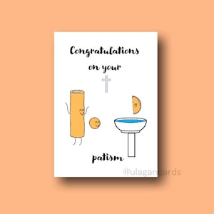 Félicitations pour votre patisme | baptême | jeu de mots alimentaire | Carte tamoule | mignon fait à la main | A6