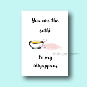 Eres el sothi de mi iddiyappam / linda tarjeta tamil / hecha a mano / A6