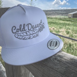 Feather in the Wind White Out Trucker Cap // Western Trucker Hat // Snapback Vintage Hat // Cowboy Rodeo Style