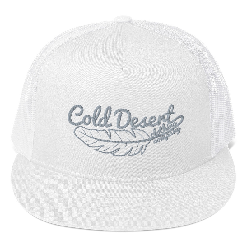 Feather in the Wind White Out Trucker Cap // Western Trucker Hat // Snapback Vintage Hat