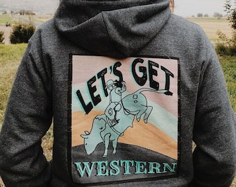 Let’s Get Western Unisex Heavy Blend Hoodie // Rodeo Fashion // Western Inspired // Punchy Tee // Western Graphic Shirt // Vintage Boho