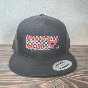 Speed Goat Racing Black Trucker Cap // western trucker hat // Snapback hat // antelope