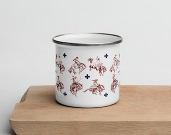 Buckin Bronc Cowboy Enamel Mug