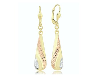 PARGOLD earrings tricolor 585 gold ladies 14 carat yellow gold - drop earrings gold earrings ideal Mother's Day gift *E10156-321-8-PG-8K