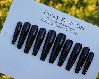 Red Bottom Black Press On Nails: XL Baddie Style