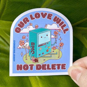 NAKLEJKA BMO || fandom Pory przygody, kawaii słodka naklejka, naklejka na laptopa z butelką wody, pozytywna naklejka, motywująca naklejka