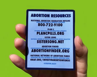 Pro-Choice Resource Sticker || Reproductive Rights Sticker, Feminist Activism Sticker, Healthcare, Roe v Wade, Women's Rights, Healthcare
