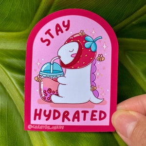 Boba Waboo (dino) STICKER || kawaii bubble tea sticker, dinosaurus sticker, schattige melkthee, waterfles laptop sticker, boba sticker