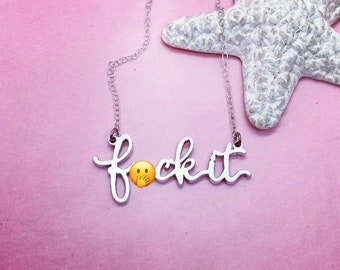 sterling silver and crystal naughty gifts Swear word Morse code necklace