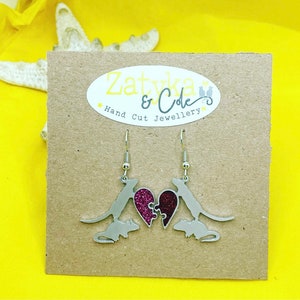 Rat valentine earrings, rat jewelry, rat earrings, rat accessories rat heart, rat lover gift for her wife, rat owner gift for rat mom,