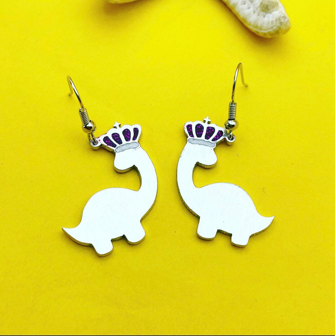 Dinosaur Coronation Earrings Dinosaur Jewelry Dinosaur Gifts Etsy