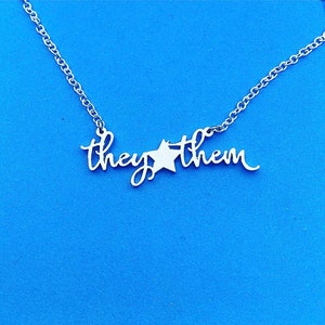 They them Pronoun necklace, LGBT necklace, pride jewellery, non binary transgender necklace, pride gifts, pronoun jewelry, LGBT accessories,