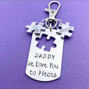 Personalised Puzzle daddy keyring, custom jigsaw keychain, fathers day gift for daddy dad uncle step dad, name keyring daddy gift,