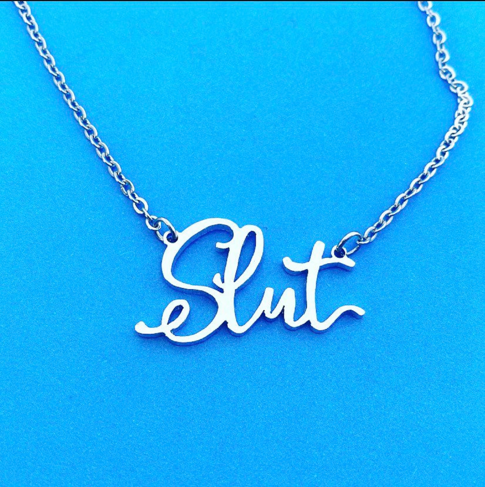 slut-necklace-swear-jewellery-swear-word-necklace-rude-etsy