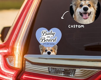 Custom Pet Baby on board Car Decal, Personalized Dog Car Sticker, Cat Decal for car, Dog Mom ,car window sticker decal, Pet portrait sticker