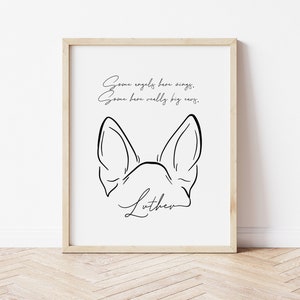 Custom Quote Line Art Pet Ears Portrait, Minimalistic pet portrait, Line Drawing, Pet Loss, Memorial gift, Modern, Dog, Cat, Wall decor
