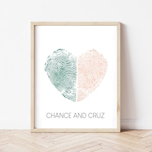 Custom Fingerprint Heart Print, From Photo, sentimental gift, Mothers, Fathers, Children, From Daughter Son, Anniversary, Couples, Nursery