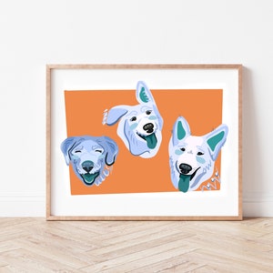 Custom multiple Pet Portrait from photo, caricature, Minimalistic, Pet Loss, Memorial gift, cartoon pet, Modern, Dog mom, Cat, Simplistic