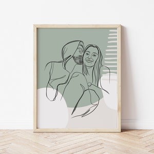 Custom Portrait Couples line drawing,line art,gift for boyfriend, for girlfriend, Valentines, him, her,anniversary, sentimental,digital,boho