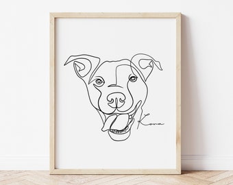 Custom One Line Art Pet Portrait, Memorial Pet Loss Gift, Personalized Line Art Portrait, Simplistic, Dog Tattoo, Minimalistic Mothers Day