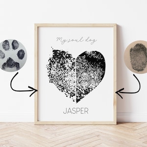 Custom paw print pet loss print quote pet loss gift grief memorial sympathy sentimental gift fingerprint mom soul dog heart personalized