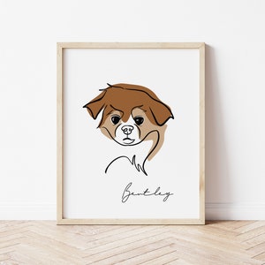 Custom Line Art Pet Portrait, Minimalistic pet portrait, Line Drawing, Pet Loss gift, Memorial gift, Modern, Dog, Cat, Simplistic,Pet Tattoo