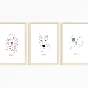 Custom Pet Portrait, Dog drawing, Cat painting, Memorial gift, Pet loss, Simple Minimalistic, Color Line art, Digital, from photo, tattoo