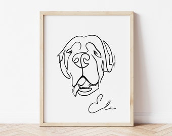 Custom One Line Art Pet Portrait, Memorial Pet Loss Gift, Personalized Line Art Portrait, Simplistic, Dog Tattoo, Minimalistic Pet Decor