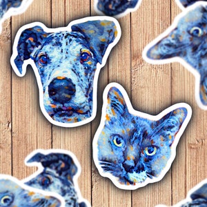 Custom Illustrated Pet Sticker, Van Gogh Style Dog sticker, Cat Sticker, Personalized Sticker, Dog mom, Pet Portrait Sticker, Pet, painting